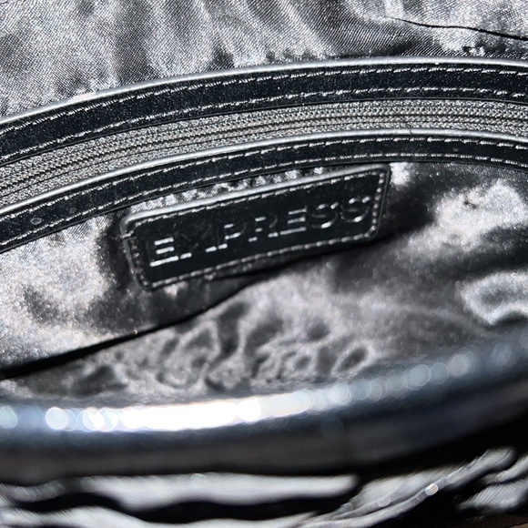 Express Fabric black layered pleated detail clutch bag purse - Picture 3 of 5